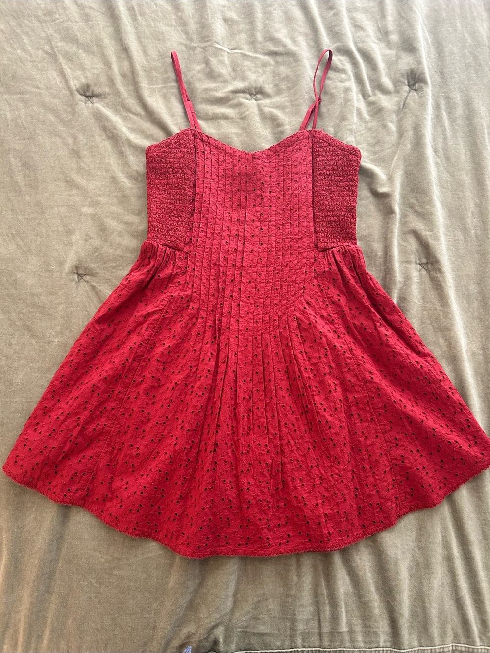 aerie Red Eyelet Mini Dress